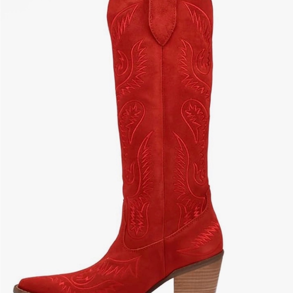 Red Western Cowboy Boots by Dingo, Suede, Evita. NIB. Women's Size 8 - Picture 4 of 13